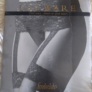 Frederick's of Hollywood Black Lace Leg Garter NIB Never Used Opened.